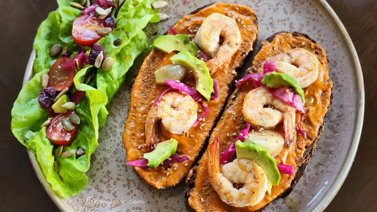 Sourdough Toast Shrim Romesco