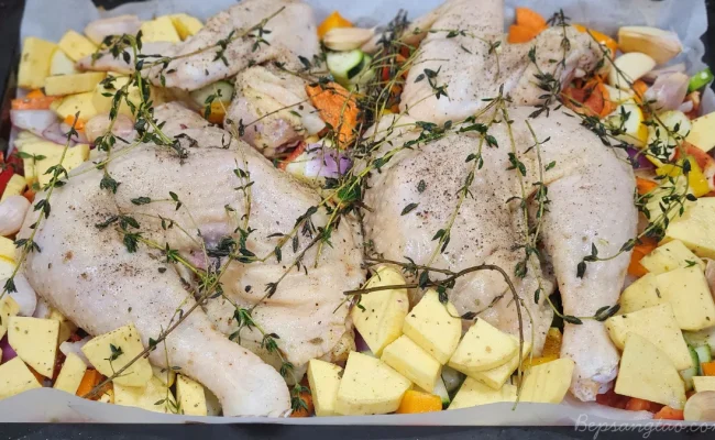 nguyên liệu gà nướng rau củ kiểu ý